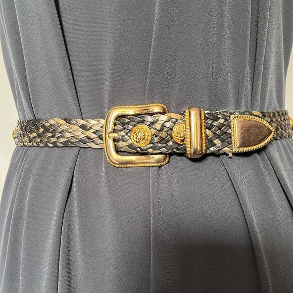 Vintage Y2K Braided Metallic Medallion Womens Belt Sz S Glam Adjustable Taiwan - Picture 2 of 15